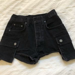 LF washed black cargo shorts